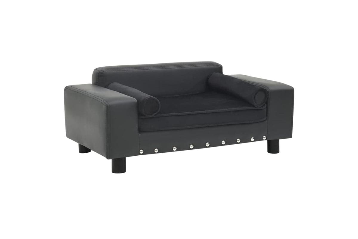 Vidaxl Dog Sofa Dark Grey 81x43x31 Cm Plush And Faux Leather