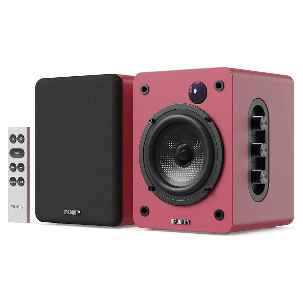 Majority D50X Powered Bookshelf Speakers, Maroon | M-1000003128