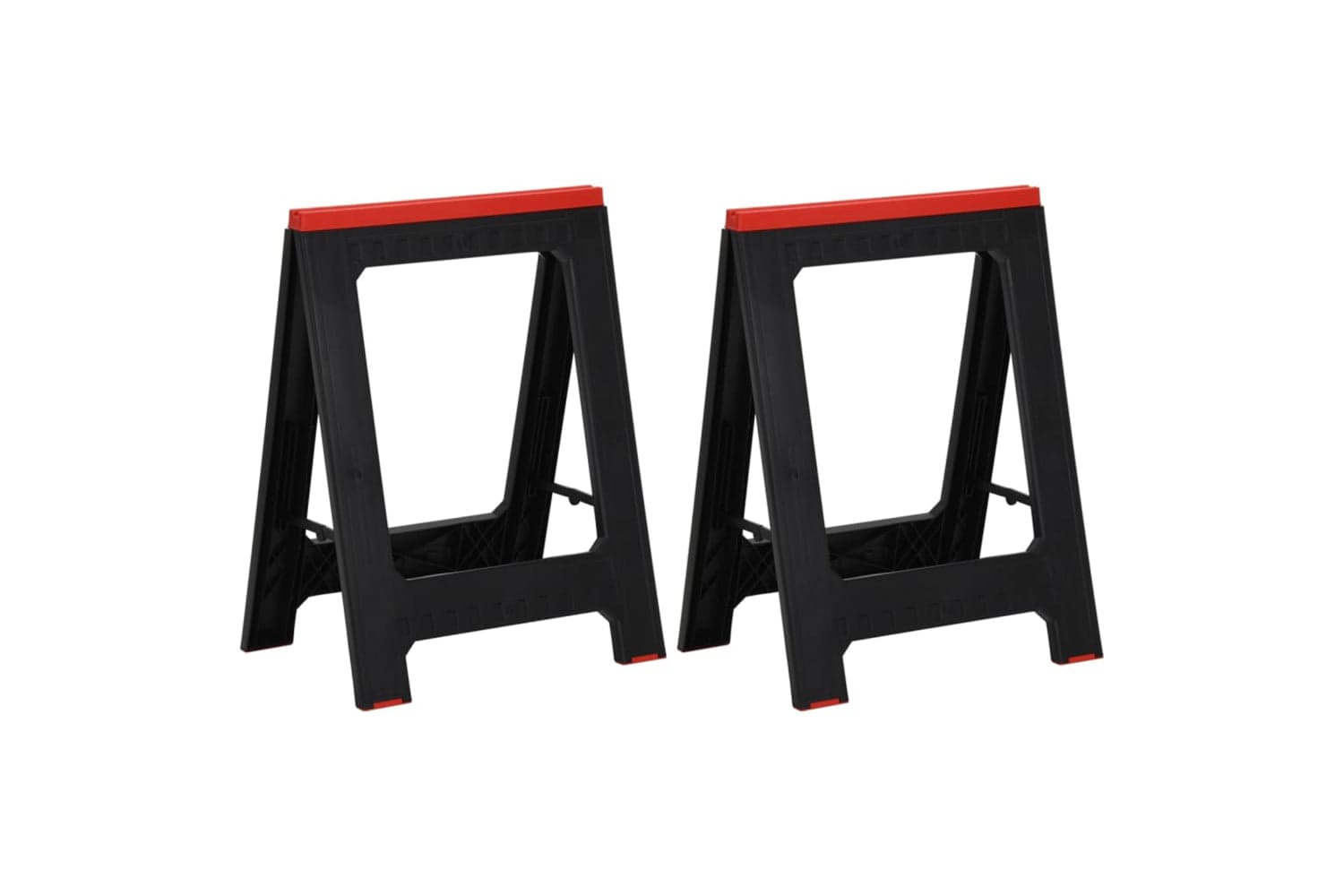 Vidaxl 152104 Foldable Work Trestles 2 Pcs Black And Red Polypropylene 350 Kg