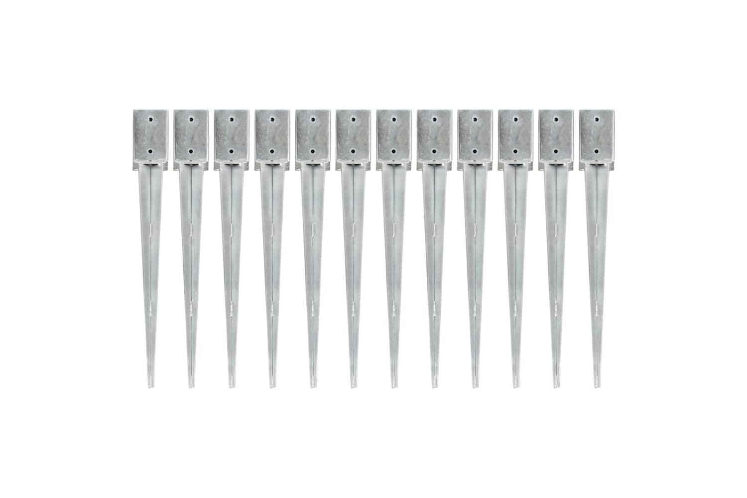 vidaXL 145415 Ground Spikes 12 Pcs Silver 9x9x75cm Galvanised Steel