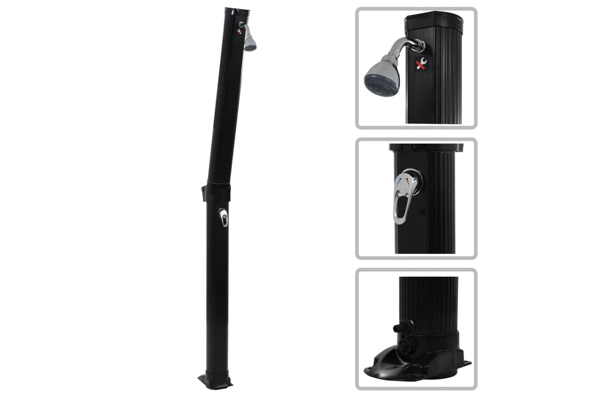 vidaXL 91719 Foldable Solar Shower Black 214cm 23 L