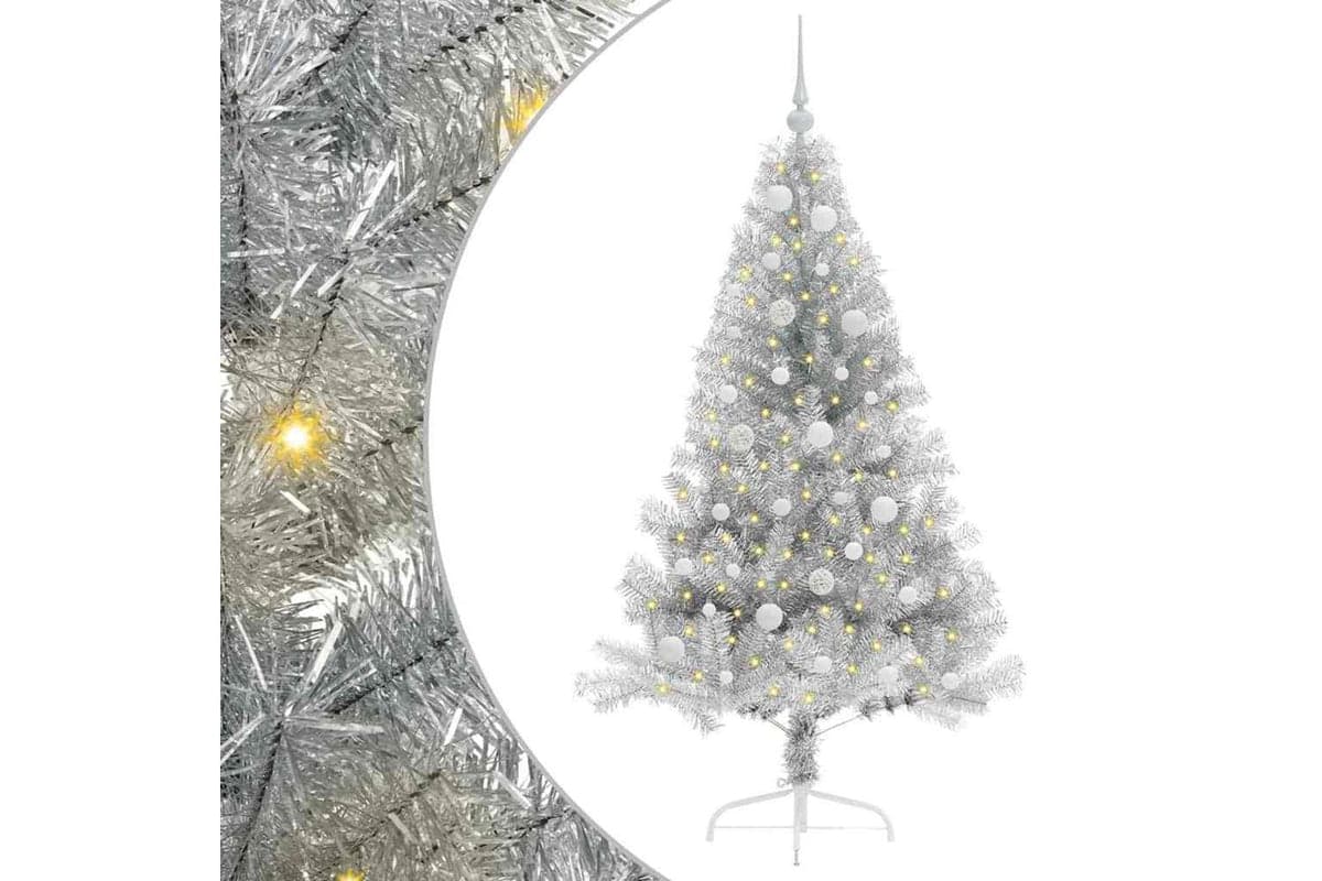 Vidaxl Artificial Pre-lit Christmas Tree Silver 150 Cm Pet