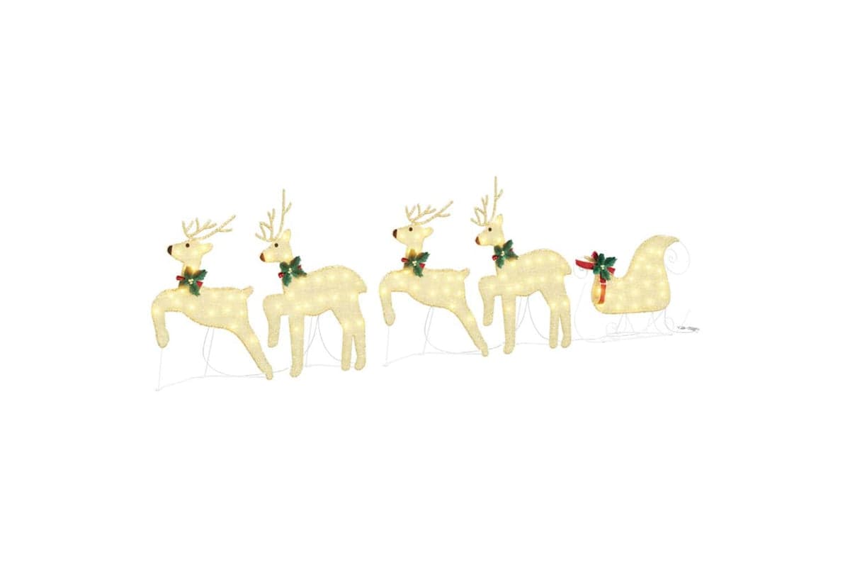 Vidaxl Led Reindeers 5 Pcs Gold Fabric