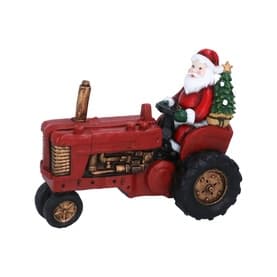 Santa On Tractor Christmas Ornament