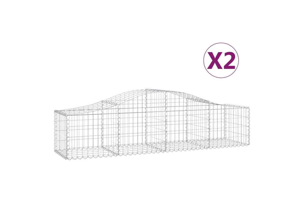 vidaXL 3145577 Arched Gabion Baskets 2 Pcs 200x50x40/60cm Galvanised Iron