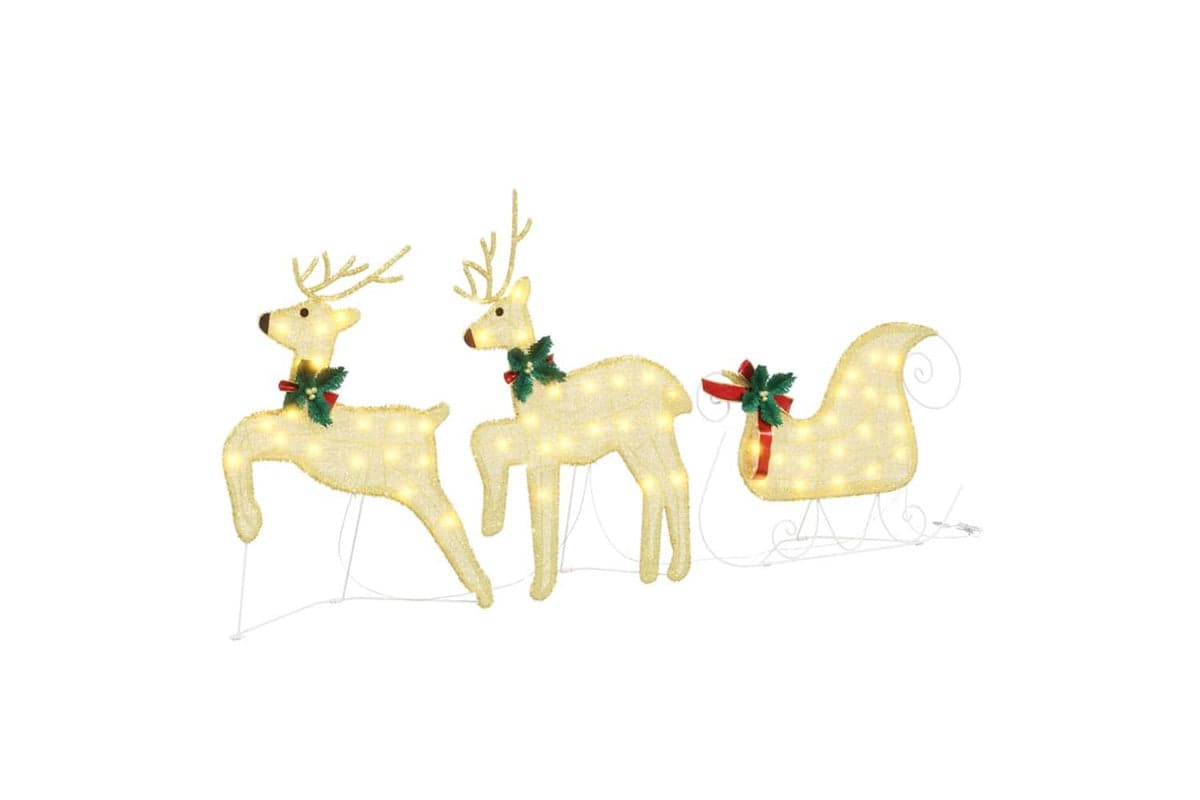 Vidaxl Led Reindeers 3 Pcs Warm White Fabric