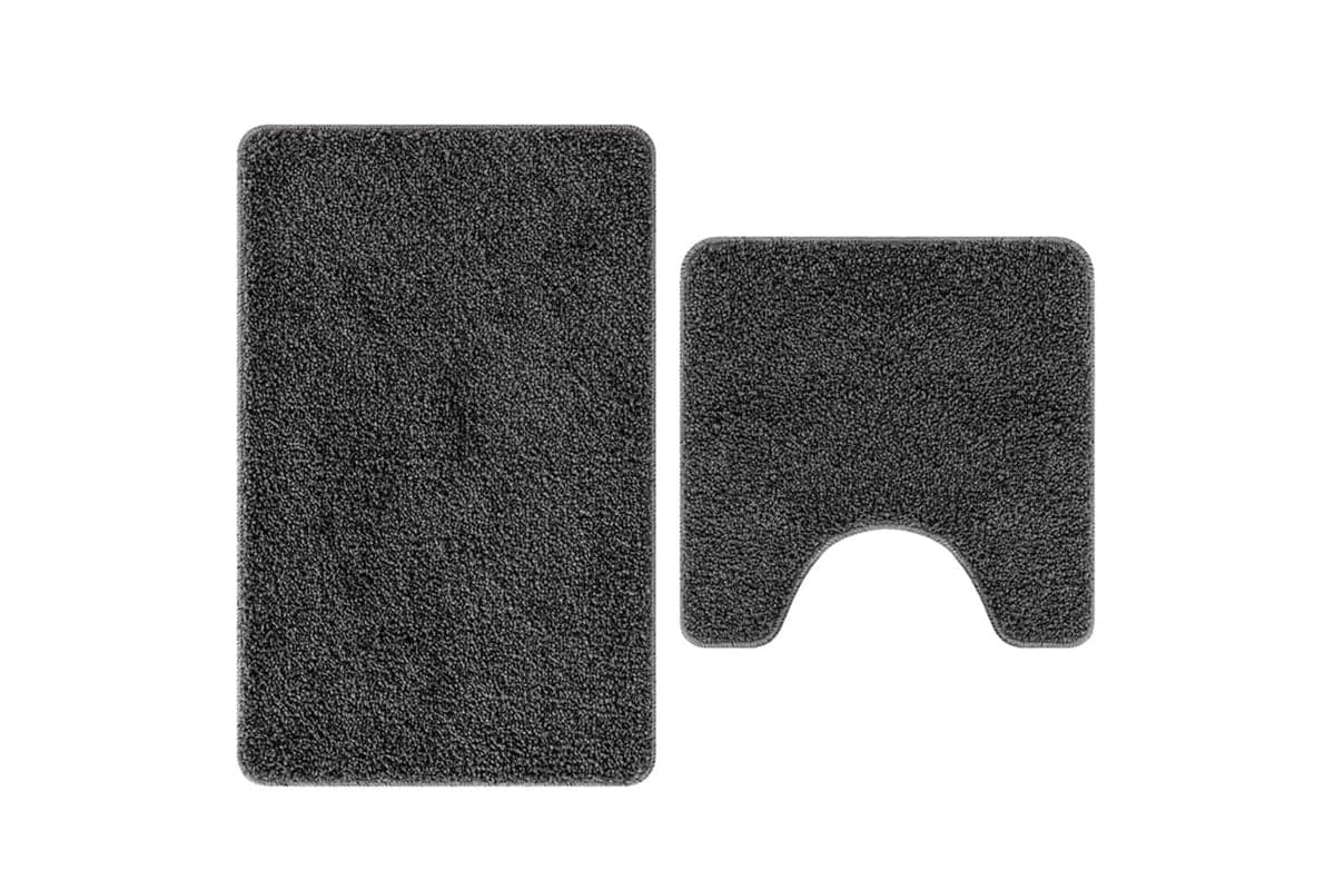 Anti-slip Bath Mat Set 2 Pcs Dark Grey Pp