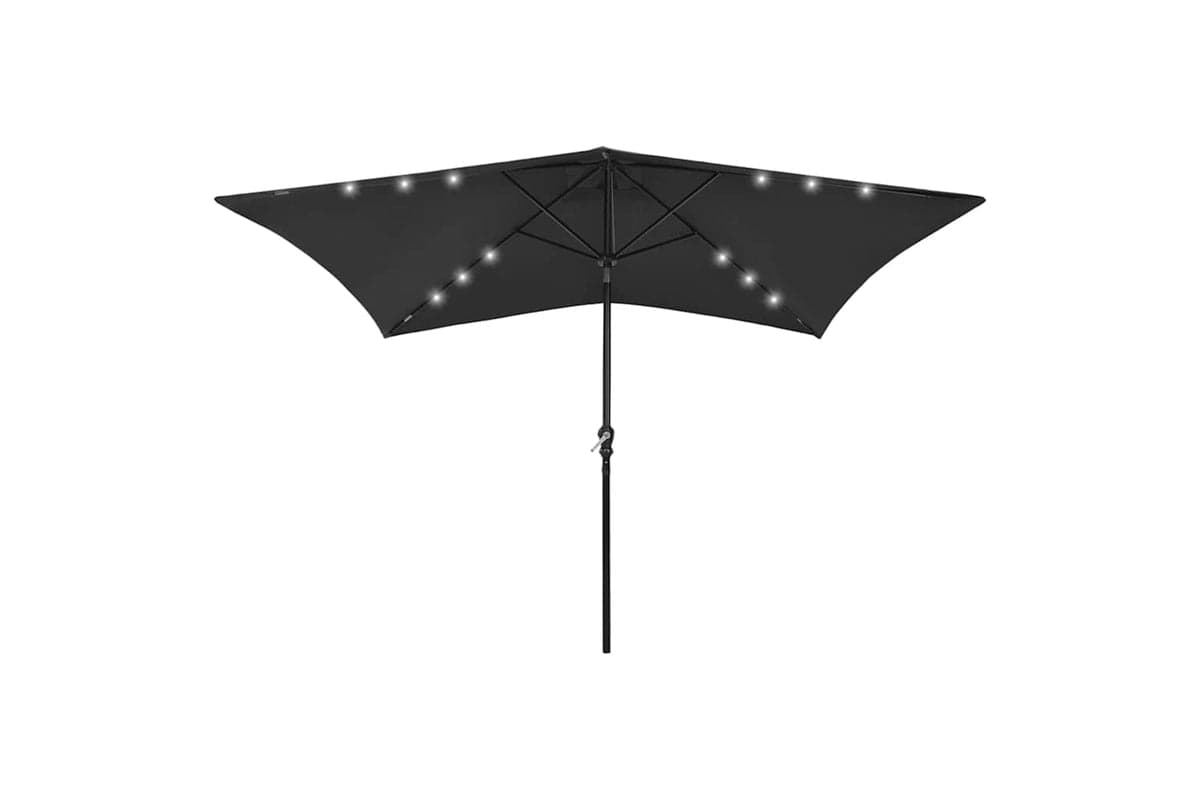 Vidaxl 313792 Parasol With Leds And Steel Pole Black 2x3 M