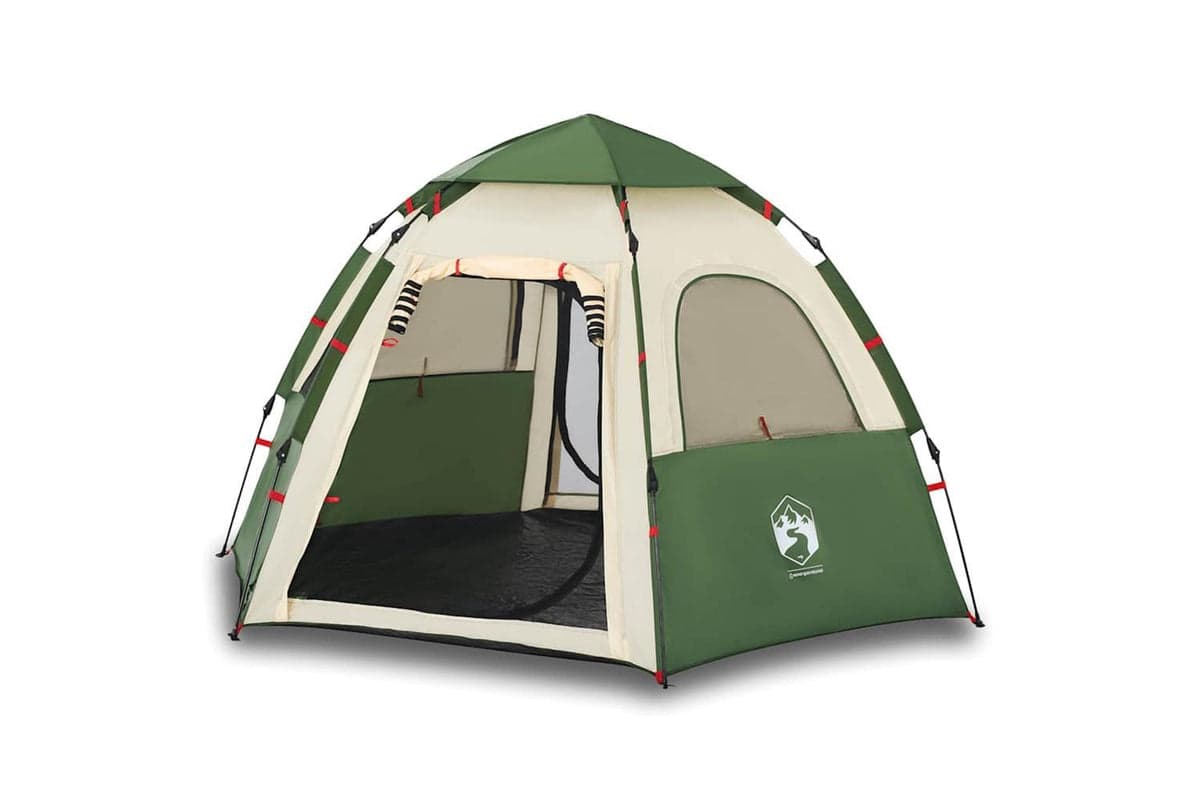 Vidaxl Camping Tent Cabin 4-person Green Quick Release