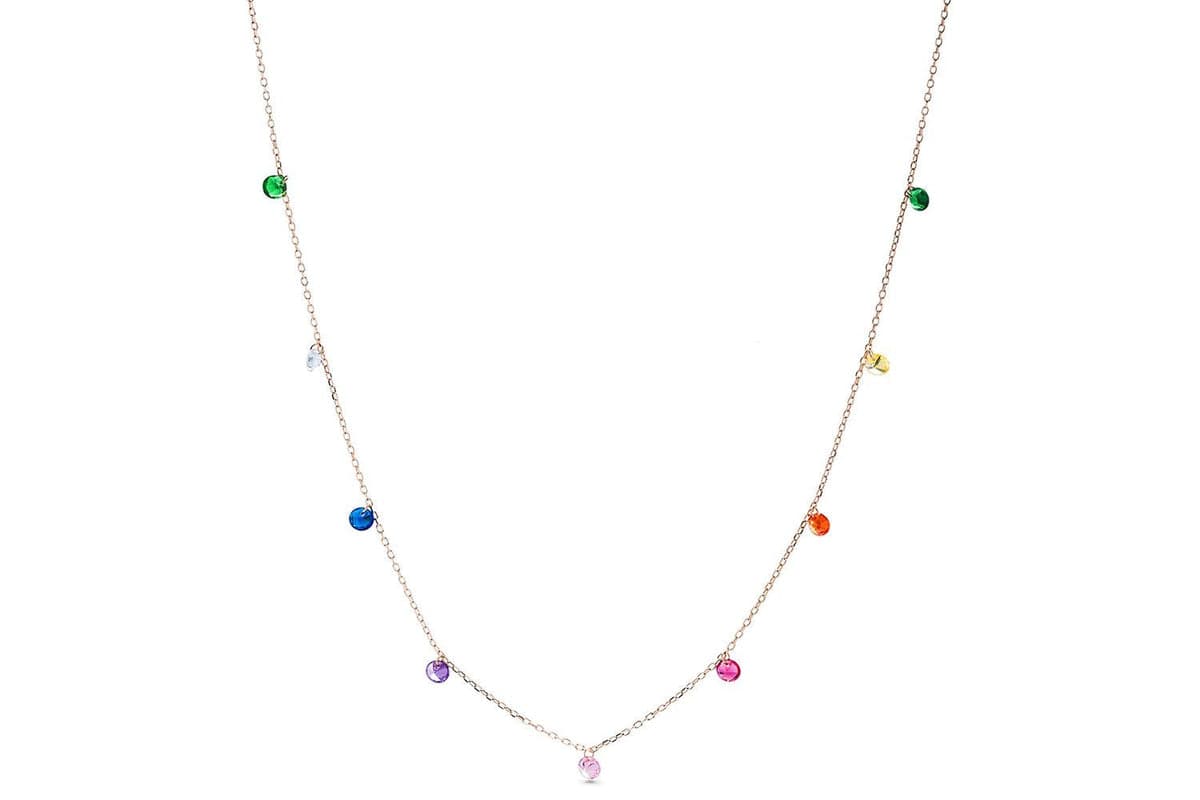Luxenter Rolcon Necklace | Silver Necklace with Multi-Coloured Stones