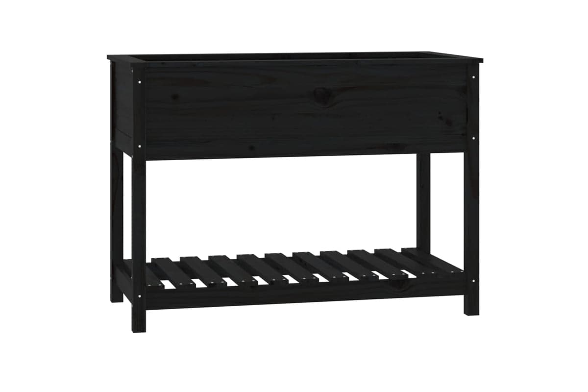 vidaXL 823791 Planter With Shelf Black 111.5x54x81cm Solid Wood Pine