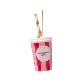 Pink Milkshake Glass Tree Decoration 14cm