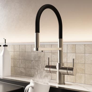 Nickel 4 in 1 Pull Out Instant Boiling Hot Kitchen Mixer Tap with 3L Boiler and Filter - Pronto Pro