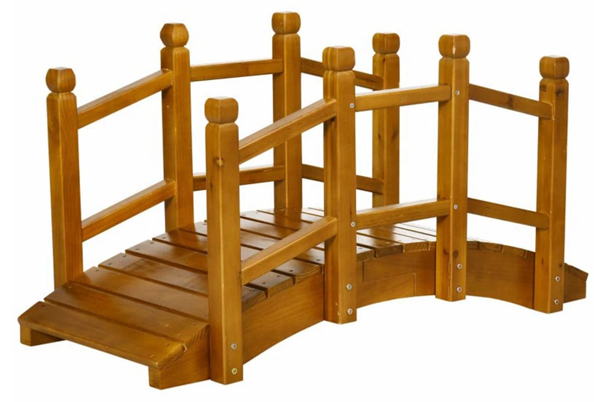 Outsunny Wooden Garden Bridge with Safety Railings | Brown