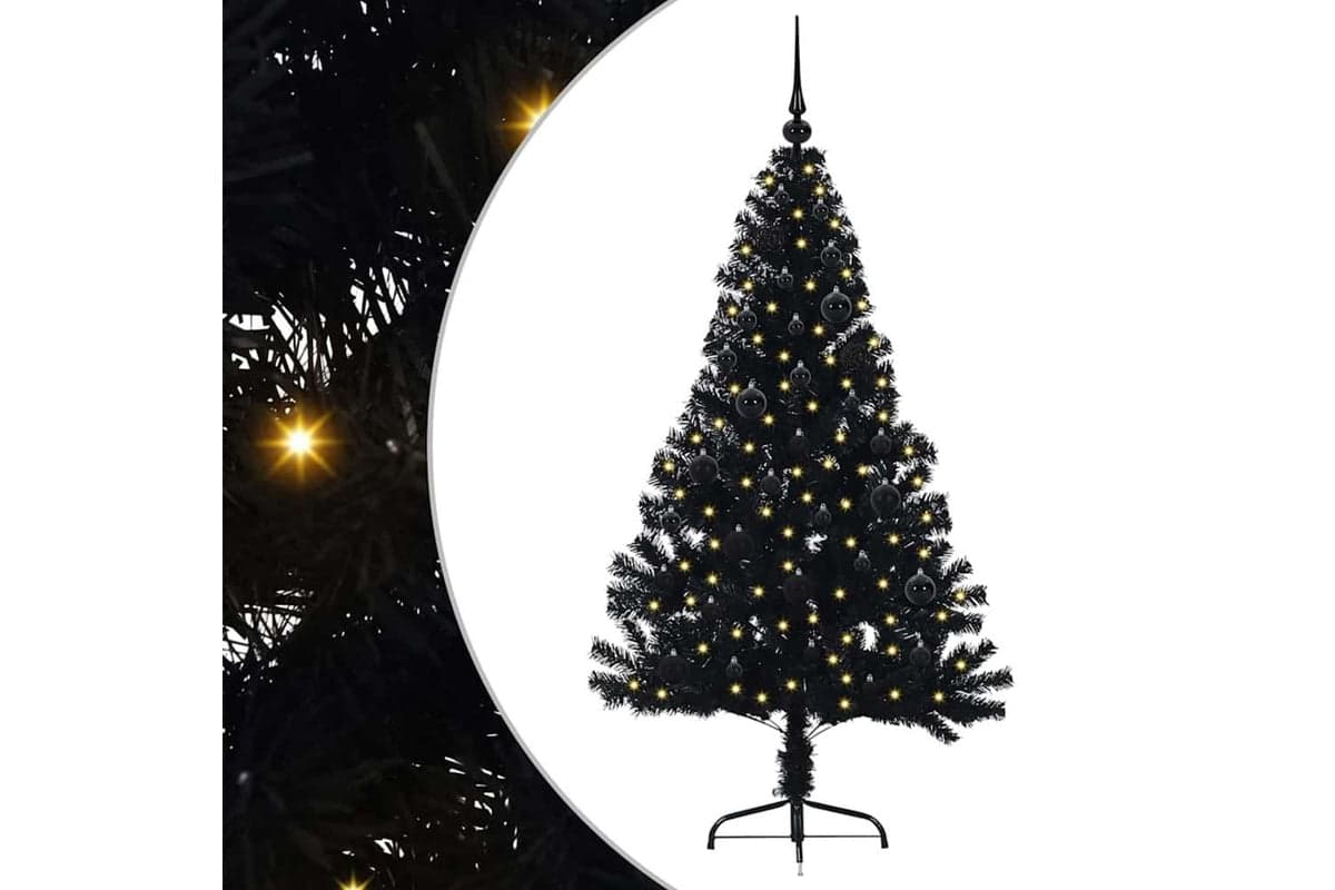 Vidaxl Artificial Pre-lit Christmas Tree Black 150 Cm Pvc