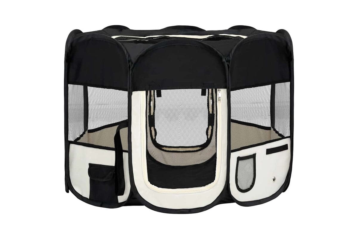 Vidaxl Foldable Dog Playpen With Carrying Bag Black 90x90x58 Cm