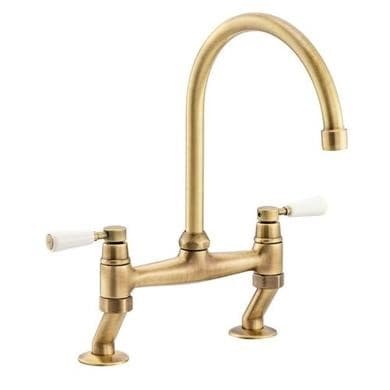 ONLY OPENED - Abode Traditional Bridge Mixer Tap - Antique Brass