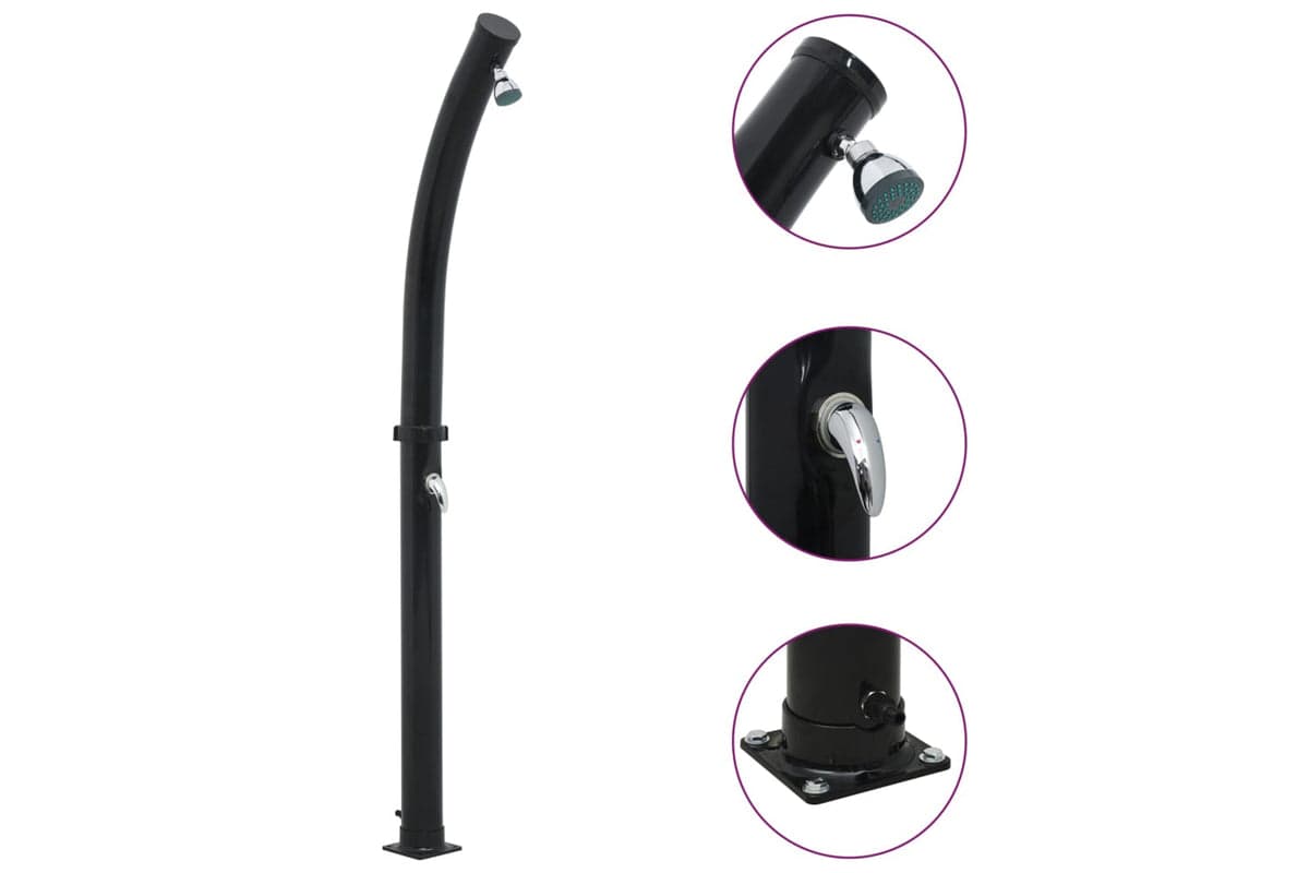 vidaXL 92311 Solar Shower Black 214cm 20 L