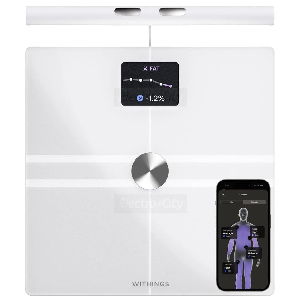 Withings BodyFit Smart Bathroom Scales with 6-Zone Body Analysis and Wi-Fi | White