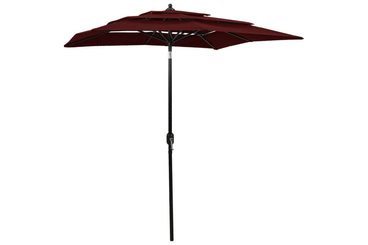 Vidaxl 313848 3-tier Parasol With Aluminium Pole Bordeaux Red 2x2 M