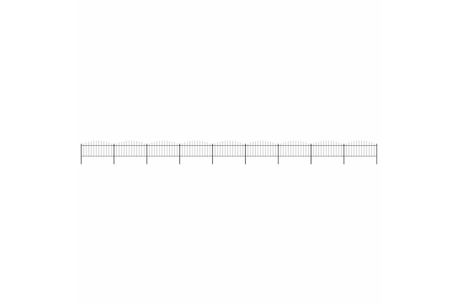 Vidaxl 277711 Garden Fence With Spear Top Steel (0.5-0.75)x15.3 M Black