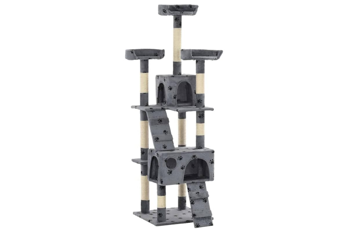 Cat Tree With Sisal Scratching Posts 170 Cm Paw Prints Grey