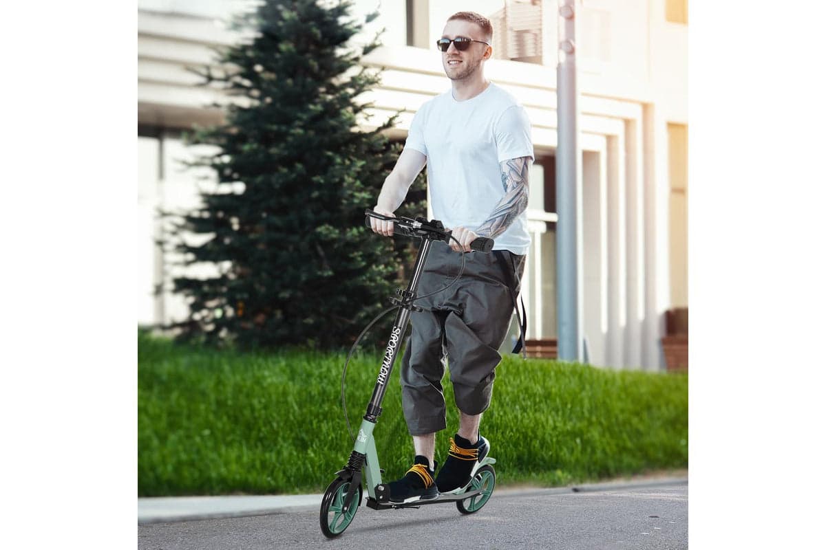 Homcom Adult Kick Scooter with Adjustable Handlebar | Green/Black