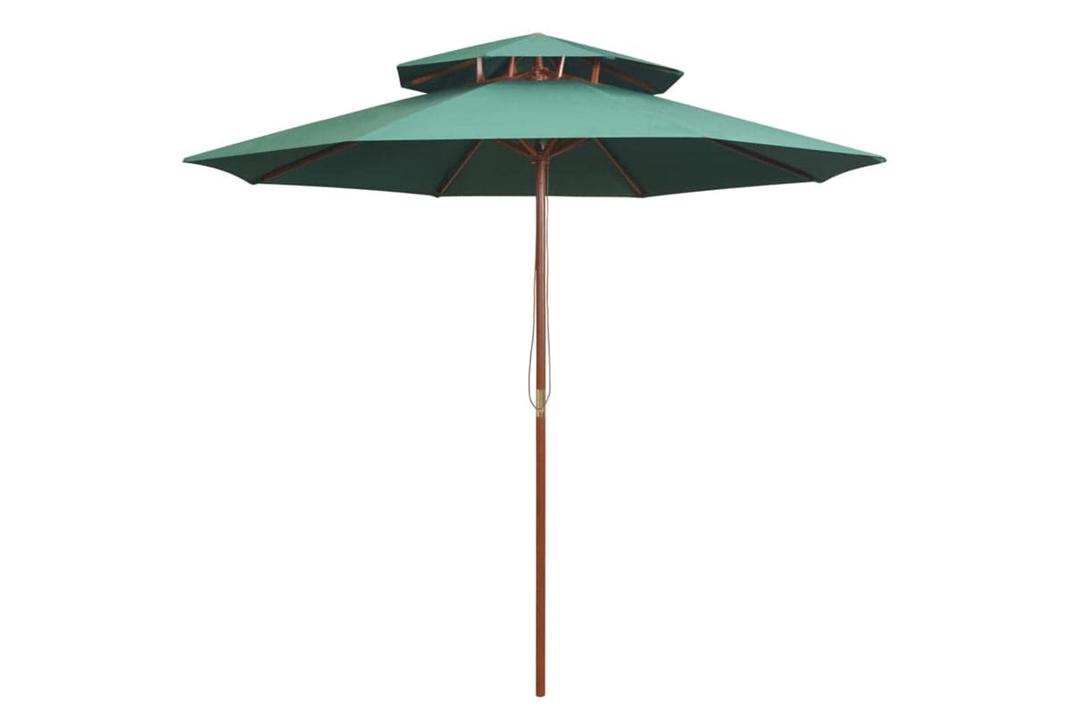 vidaXL 42963 Double Decker Parasol 270x270cm Wooden Pole Green