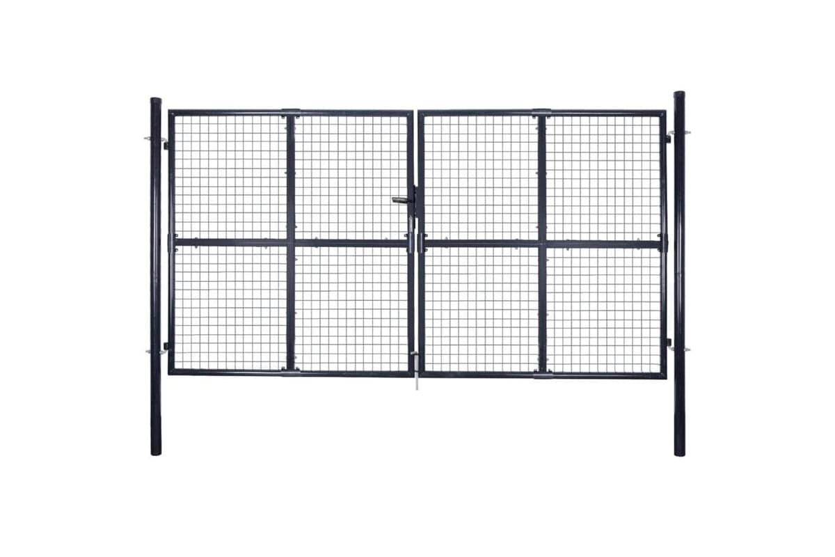 vidaXL 143365 Mesh Garden Gate Galvanised Steel 289x150cm Grey