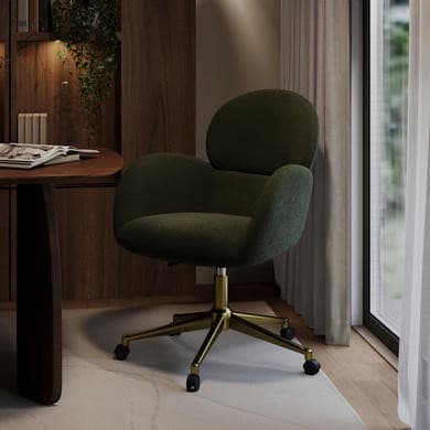 Dark Green Baby Boucle Swivel Office Chair - Joelle