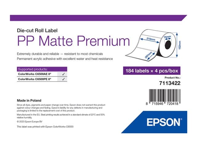 EPSON - Premium - die cut labels - matte - 736 label(s) - A4