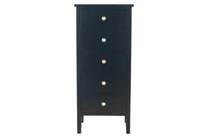 Satin Tallboy | 5 Drawer | Black