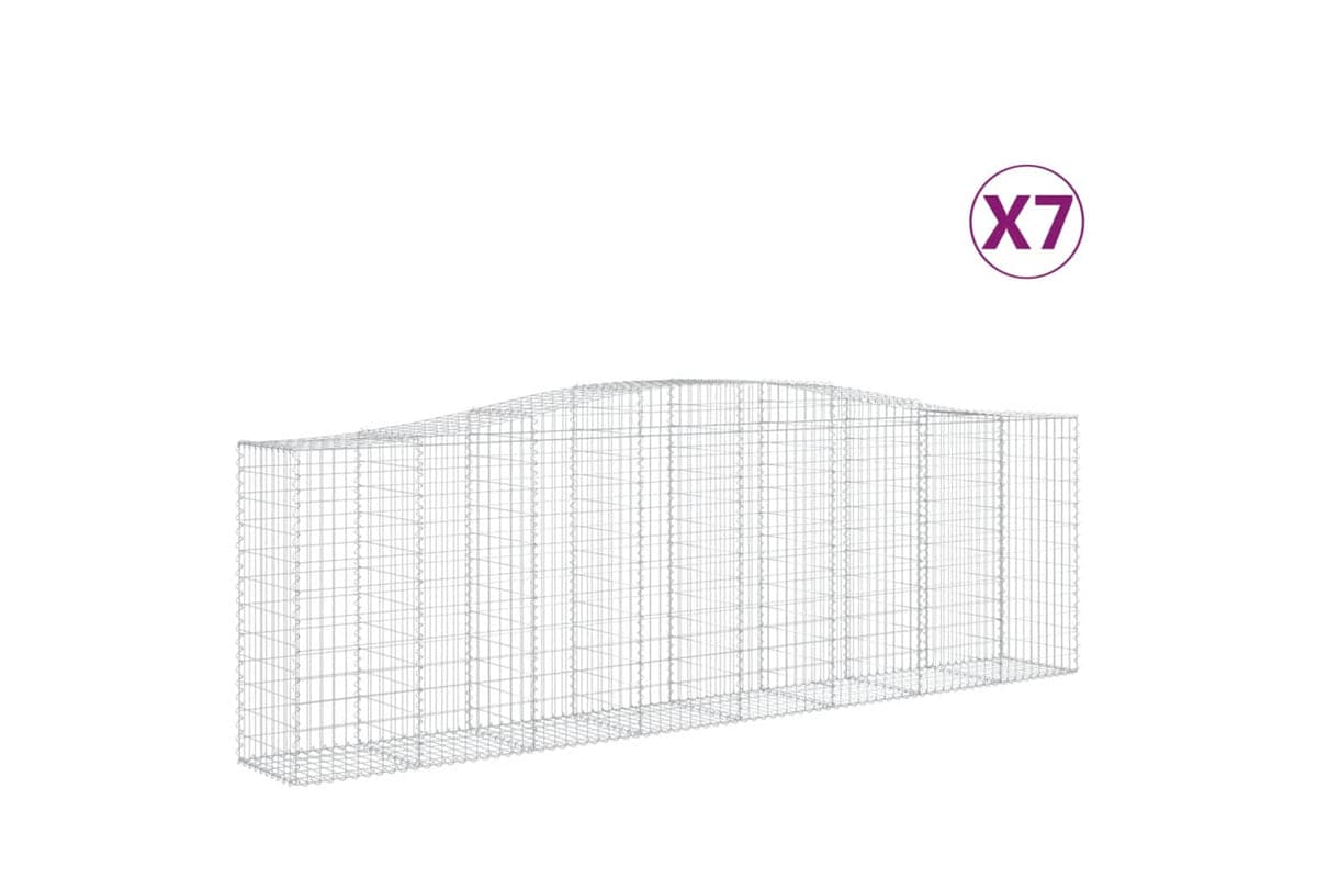 vidaXL 3145974 Arched Gabion Baskets 7 Pcs 400x50x120/140cm Galvanised Iron