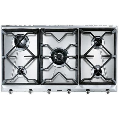 Smeg Cucina 90cm 5 Burner Gas Hob with Wok Burner - Stainless Steel