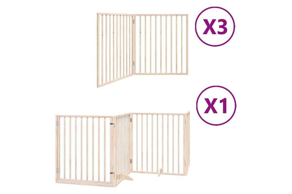 Vidaxl Dog Gate With Door Foldable 10 Panels 800 Cm Poplar Wood