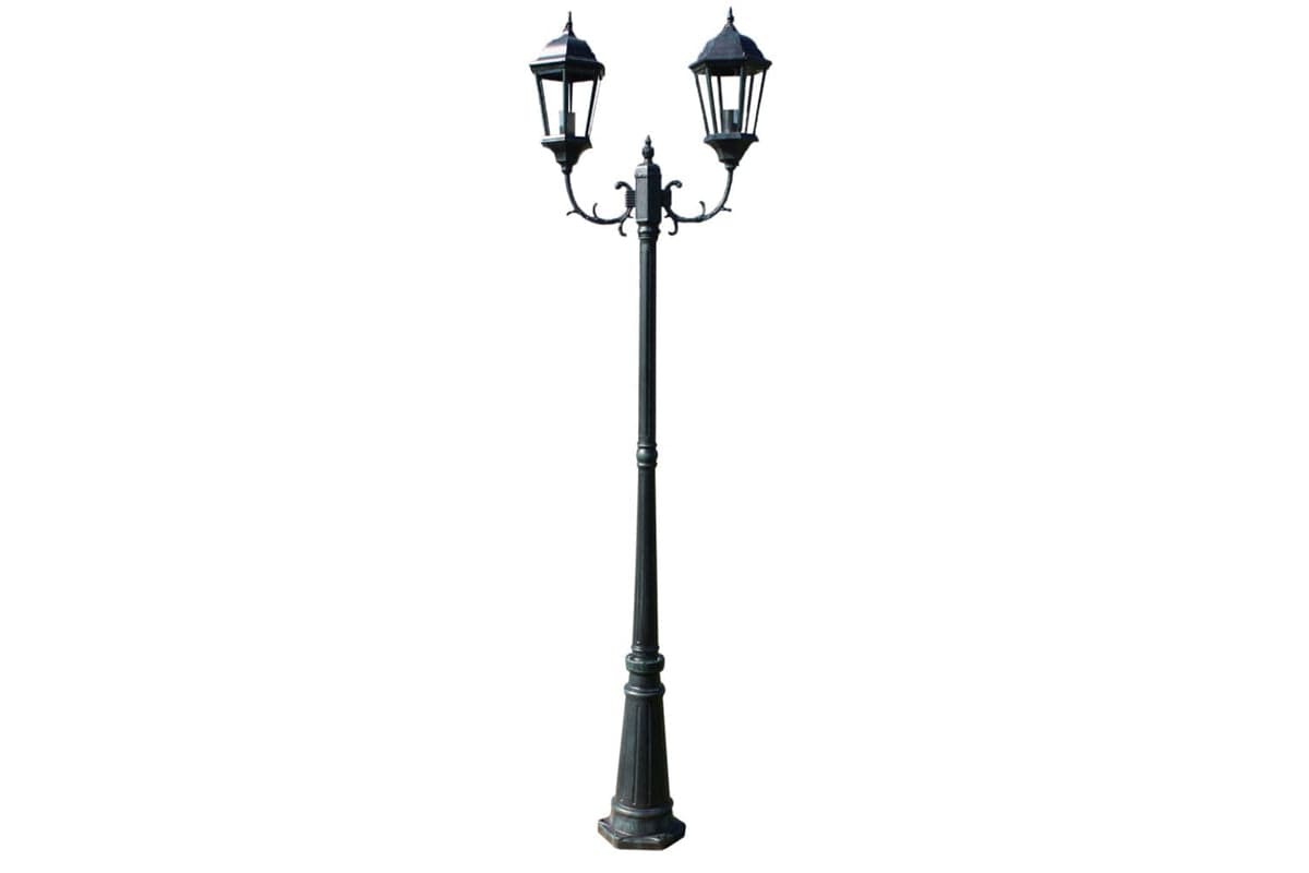 vidaXL 40244 Garden Light Post 2-arms 230cm Dark Green/black Aluminium
