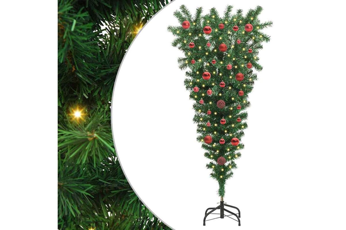 Vidaxl Upside-down Artificial Pre-lit Christmas Tree With Ball Set