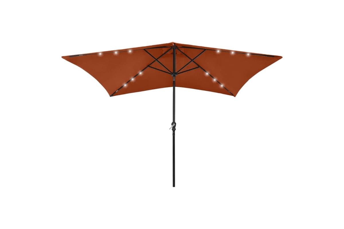 Vidaxl 313791 Parasol With Leds And Steel Pole Terracotta 2x3 M