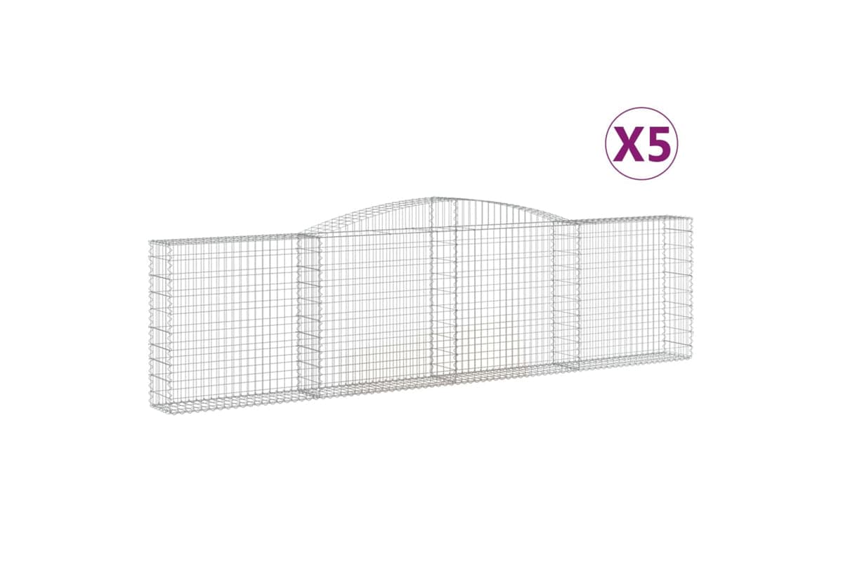 vidaXL 3146869 Arched Gabion Baskets 5 Pcs 400x30x100/120cm Galvanised Iron