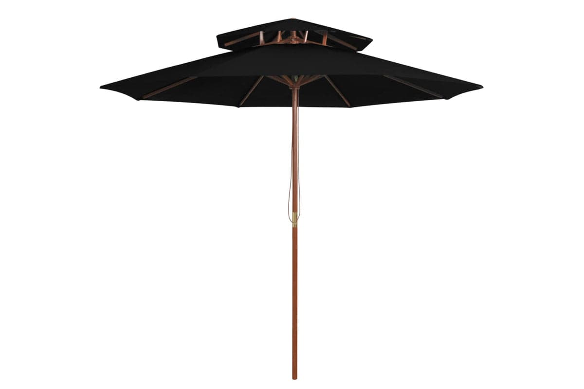 vidaXL 313766 Double Decker Parasol With Wooden Pole Black 270cm