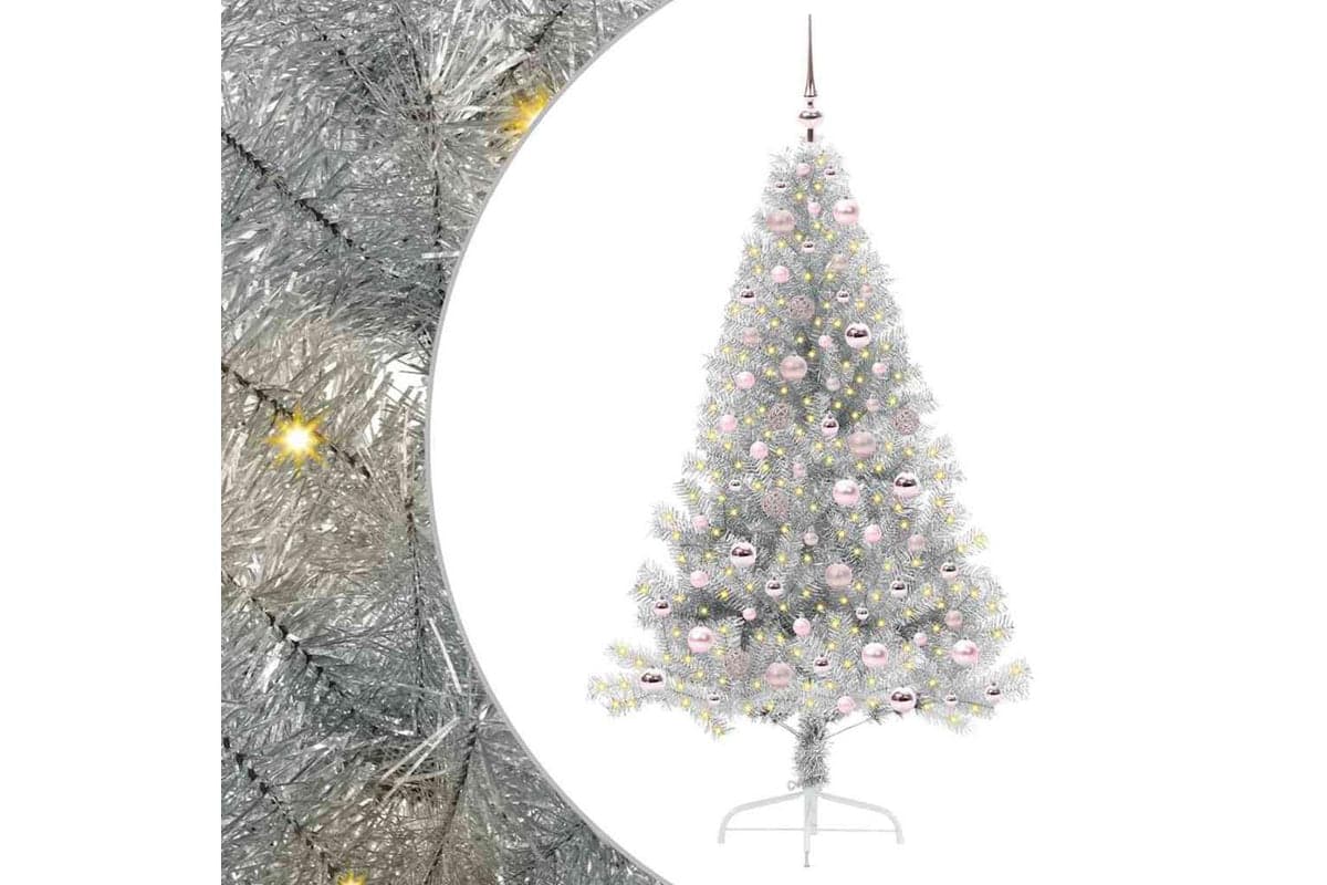 Vidaxl Artificial Pre-lit Christmas Tree Silver 180 Cm Pet