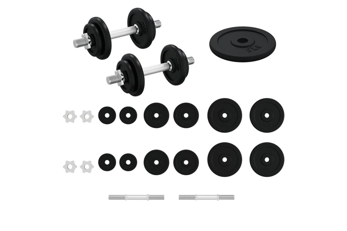 Vidaxl Dumbbell With Plates Set 40 Kg Cast Iron & Chrome Plated Steel