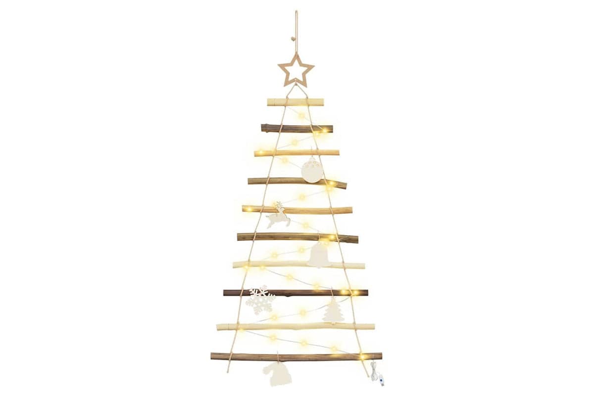 Vidaxl Christmas Tree With 30 Leds Natural 90 Cm Solid Ash Wood