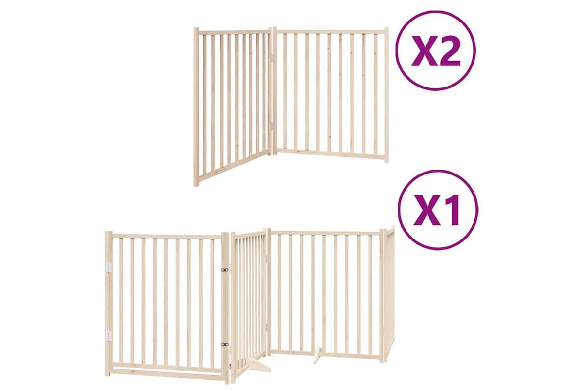 Vidaxl Dog Gate With Door Foldable 8 Panels 640 Cm Poplar Wood