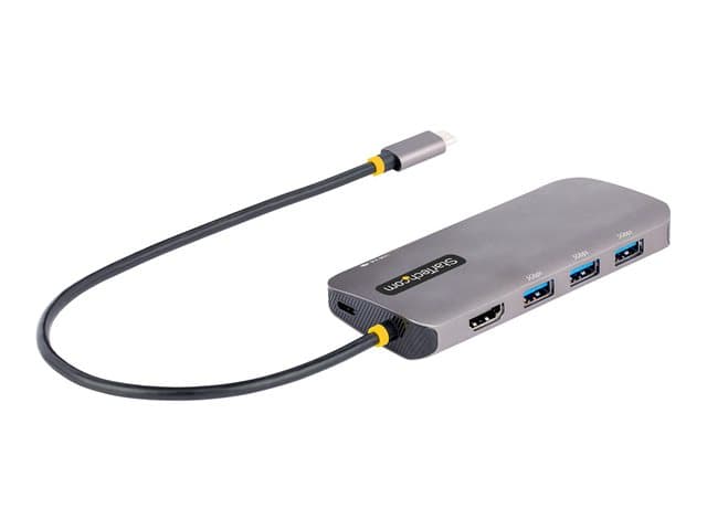 STARTECH.COM - Startech USB C Multiport Adapter, 4K 60Hz HDMI Video, 3-Port 5Gbps USB-A 3.2 Hub, 100W Power Delivery Passthrough, GbE, USB Type-C Mini Travel Dock with Charging, 12in/30cm Cable - USB C Laptop Docking Station (127B-USBC-MULTIPORT)