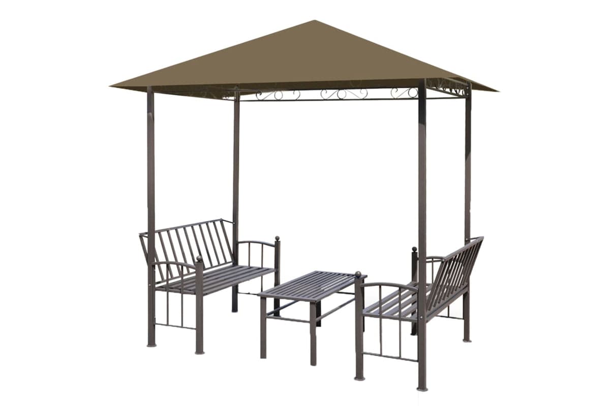 Vidaxl 312222 Garden Pavilion With Table And Benches 2.5x1.5x2.4 M Taupe
