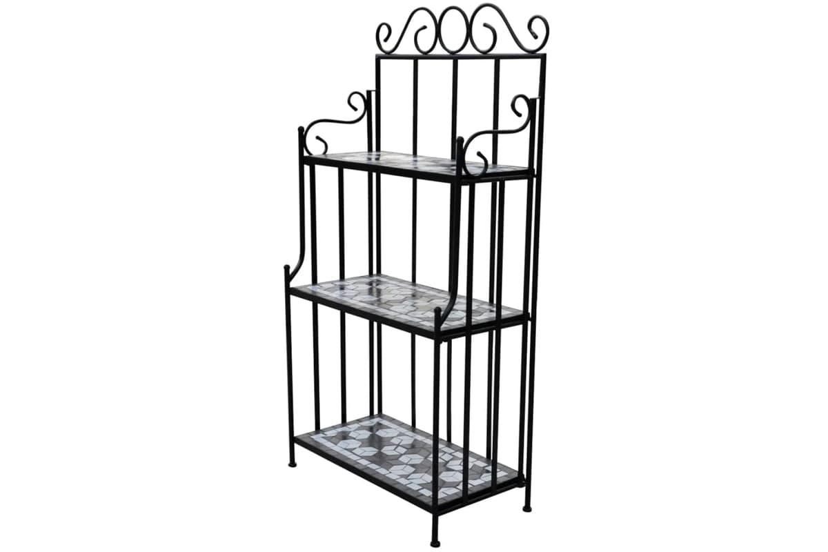 Vidaxl 41133 Plant Stand Plant Display Black White Mosaic Pattern