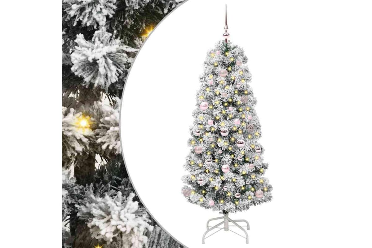 Vidaxl Artificial Hinged Christmas Tree Green And White 150 Cm