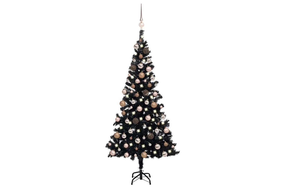 Vidaxl Artificial Pre-lit Christmas Tree With Ball Set Black 180cm Pvc