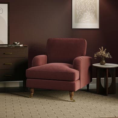 Merlot Red Chenille Armchair - Payton